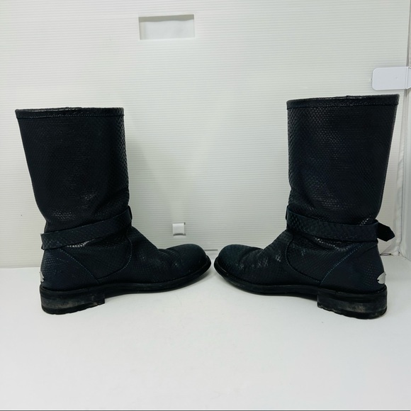 JIMMY CHOO**Python Black Biker Boots**EU 37 US 7 $1895 - Picture 6 of 10
